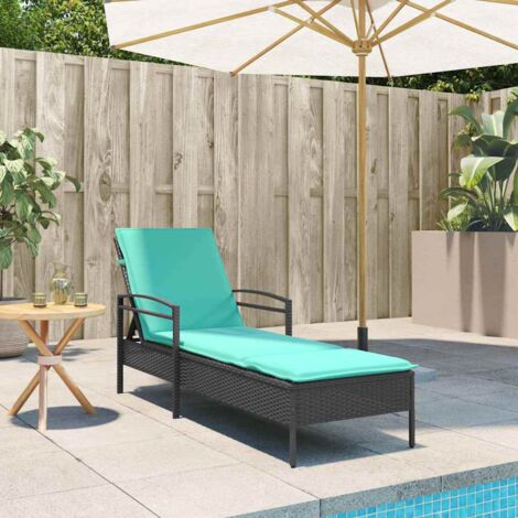 Chaise longue réglable 3 positions polyrotin Noir vidaXL (1/5)