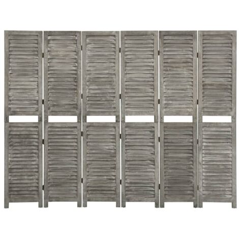 Cloison de séparation 6 panneaux Gris 214x166 cm Bois solide vidaXL (1/5)