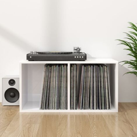 Vidaxl – Boite de rangement vinyle en bois d'ingénierie – Dimensions 71x34x36 cm – Finition haute brillance blanche – Deux compartiments de stockage