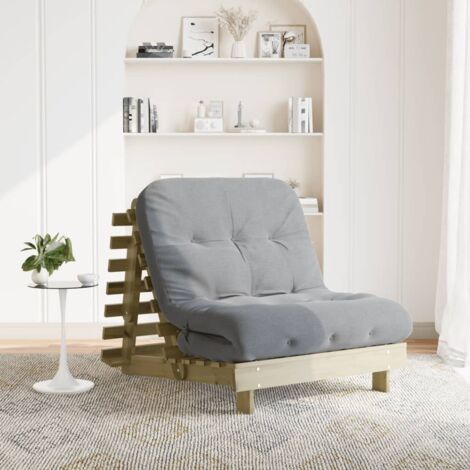 Canapé-lit futon avec matelas 90x206x11 cm bois de pin imprégné vidaXL (1/5)