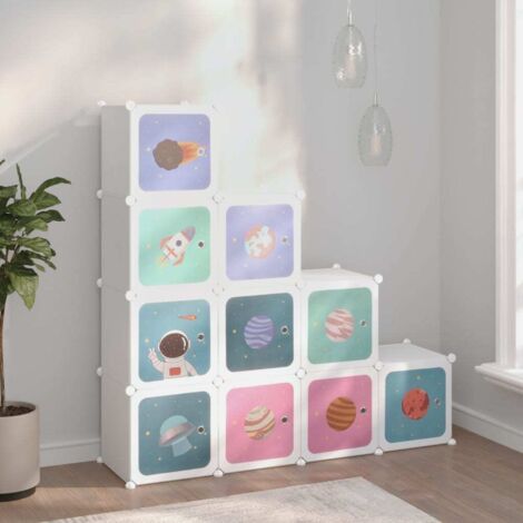 Armoire de rangement pour enfants avec 10 cubes Blanc PP vidaXL