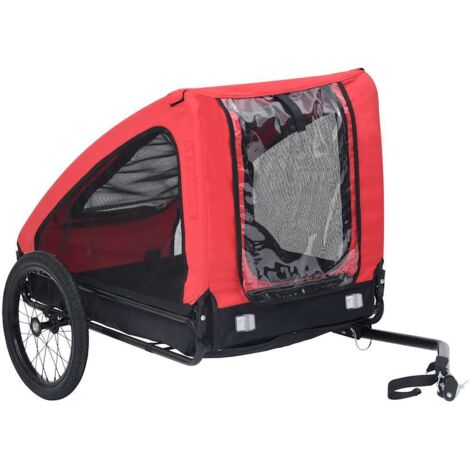 Remorque de vélo pour animaux de compagnie rouge et noir vidaXL (1/5)