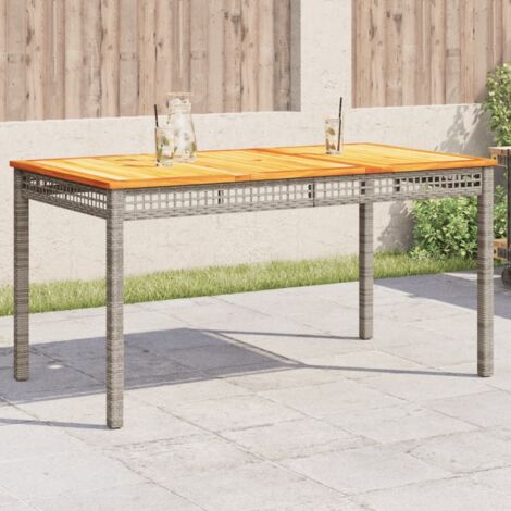 Table de jardin gris 140x80x75 cm résine tressée et bois acacia vidaXL (1/5)