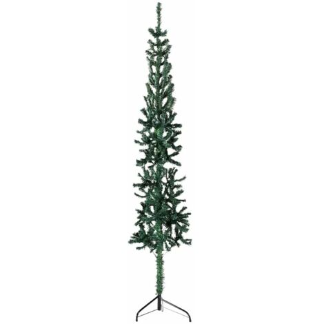 Demi sapin de Noël artificiel mince avec support Vert 240 cm vidaXL (1/5)