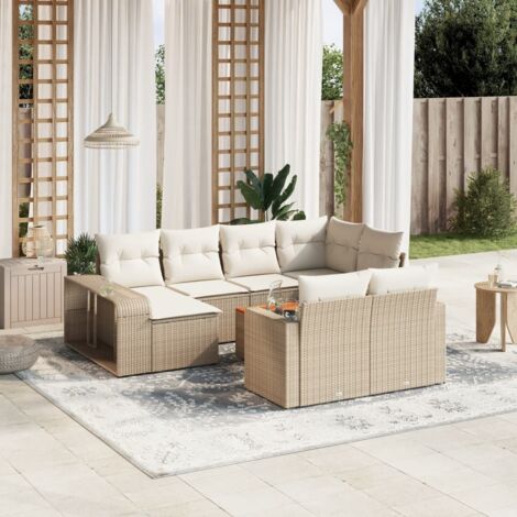 Salon de jardin 11 pcs avec coussins beige résine tressée vidaXL (1/5)