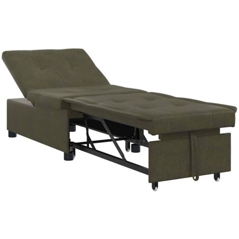 Vidaxl – Canapé convertible 1 place vert armée – Cuir suédé faux – Dimensions 67 x 194 x 36 cm – Design 3-en-1 avec appuie-tête réglable (1/5)