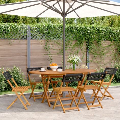Chaises de jardin pliantes lot de 6 noir poly rotin bois massif vidaXL (1/5)