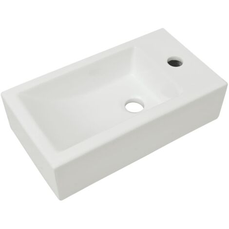 Vidaxl – Vasque à poser céramique blanche 46 x 25,5 x 12 cm – Trou de robinet 3,7-3,8 cm – Installation au-dessus du comptoir (1/10)