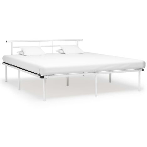 Cadre de lit sans matelas blanc métal 200x200 cm vidaXL (1/5)
