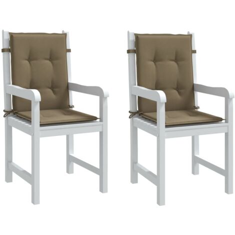 Coussins de chaise à dossier bas lot de 2 taupe mélangé tissu vidaXL