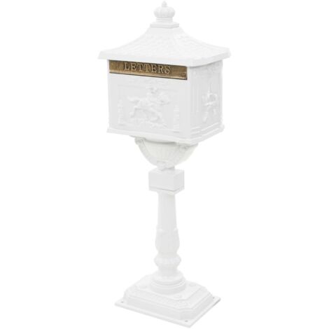 Vidaxl – Boîte aux lettres sur pied en aluminium vintage antirouille blanche – Porte verrouillable avec 2 clés – Dimensions 43x30x117 cm