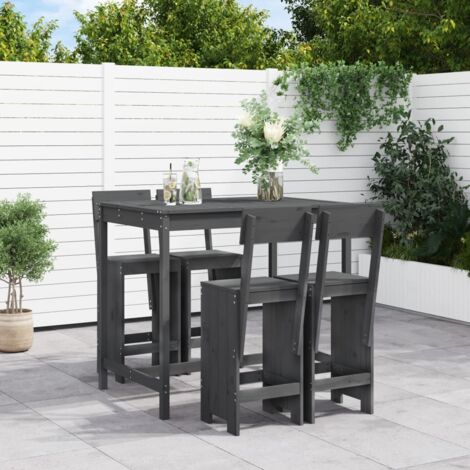 Ensemble de bar de jardin 5 pcs gris bois de pin massif vidaXL