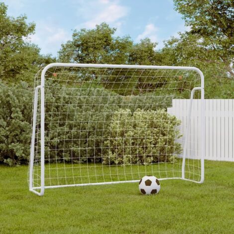 But de football et filet blanc 214x75x152 cm acier et polyester vidaXL