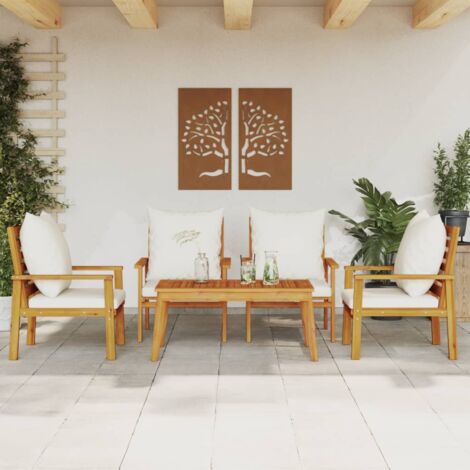 Salon de jardin avec coussins 5 pcs Bois d'acacia solide vidaXL (1/5)