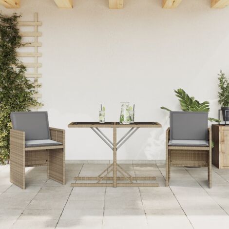 Ensemble de bistro 3 pcs coussins mélange beige résine tressée vidaXL