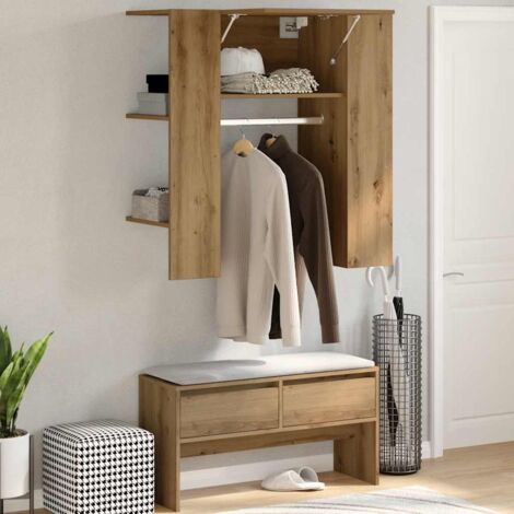 Armoire de couloir chêne artisanal 97,5x37x99cm bois ingénierie vidaXL (1/5)