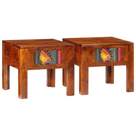 Tables de chevet 2 pcs 40x40x36 cm bois d'acacia massif vidaXL (1/6)