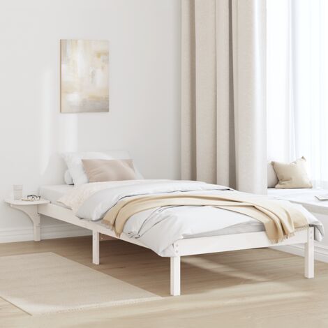 Cadre de lit avec tables de chevet Blanc 90 x 200 cm Blanc vidaXL (1/5)