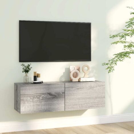 vidaXL TV Wall Cabinet Grey Sonoma 100x30x30 cm Engineered Wood
