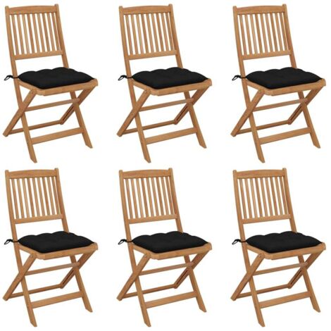 Chaises pliables de jardin lot de 6 avec coussins Bois d'acacia vidaXL (1/5)