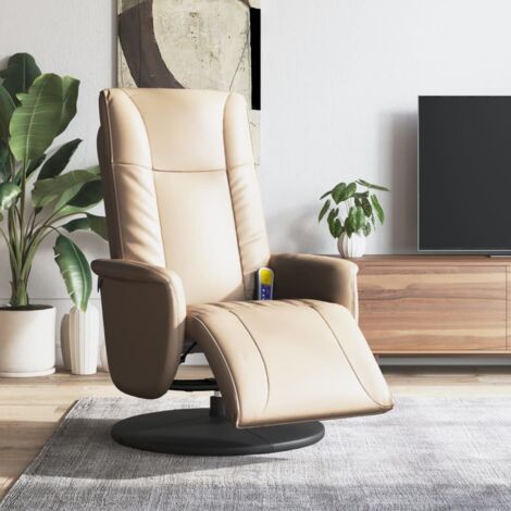 Fauteuil inclinable de massage repose-pieds cappuccino vidaXL