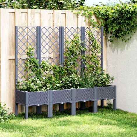 Jardinière avec treillis bleu gris 160x40x142 cm PP vidaXL