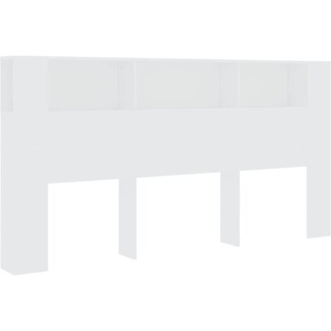 Vidaxl – Tête de lit murale blanche 200x18,5x104,5 cm – Bois d'ingénierie de haute qualité – 3 compartiments de rangement pratiques