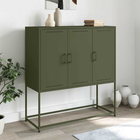 Buffet haut vert olive 100,5x39x107 cm acier vidaXL (1/5)