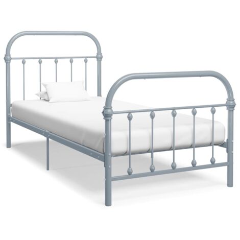 Cadre de lit sans matelas gris métal 90x200 cm vidaXL (1/5)