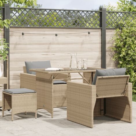 Vidaxl – Salon de jardin modulable 4 pcs – Résine tressée beige – Coussins épais amovibles – Cadre en acier robuste – Pour terrasses et patios (1/5)
