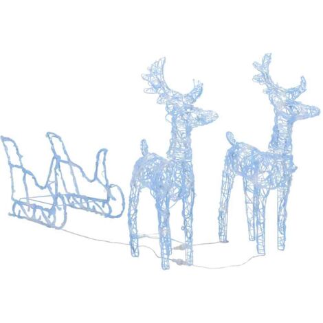 Vidaxl – Décoration de Noël rennes et traîneau 160 LED 130 cm – Acrylique résistant aux intempéries – 8 effets lumineux – Pour intérieur et extérieur