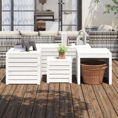 vidaXL 4 Piece Garden Box Set White Solid Wood Pine (1/5)