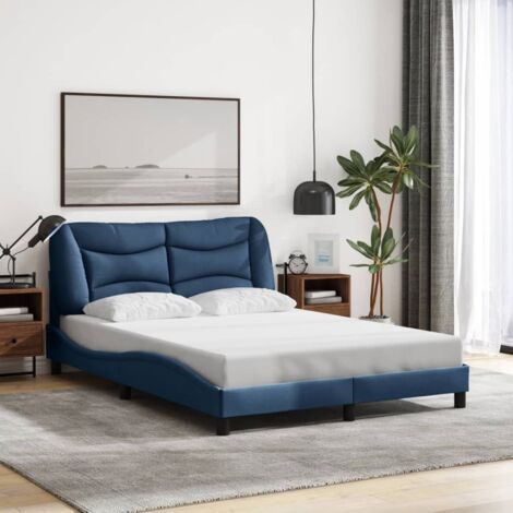 Cadre de lit sans matelas Hvar bleu 140x190 cm tissu vidaXL (1/5)