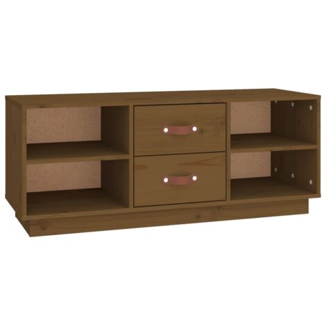 vidaXL TV Cabinet Honey Brown 100x34x40 cm Solid Wood Pine (1/5)
