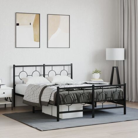 Cadre de lit métal sans matelas avec pied de lit noir 140x200cm vidaXL (1/5)