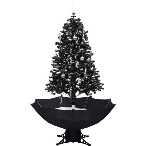 Vidaxl – Arbre de Noël enneigé 170 cm – Base parapluie noire – Lumières LED – Design chute de neige – PVC pour intérieur