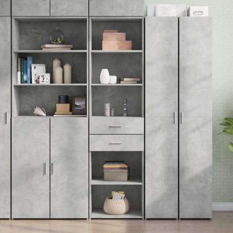 Buffet haut gris béton 50x42,5x185 cm bois d'ingénierie vidaXL