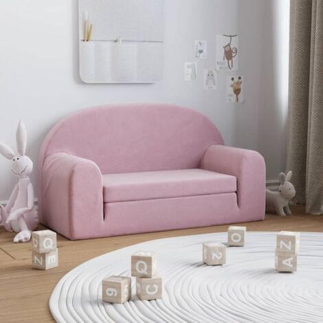 Vidaxl – Canapé-lit pour enfants 2 places rose peluche douce – Dimensions 84 x 34-90 x 45 cm – Housse amovible et lavable – Pliable pour fauteuil ou mini-canapé