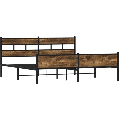 Cadre de lit en métal sans matelas chêne fumé 200x200 cm vidaXL (1/5)