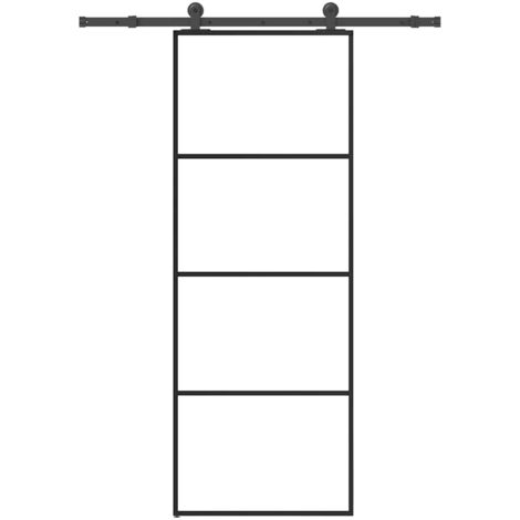 Porte coulissante avec kit de quincaillerie 76x205 cm Verre ESG vidaXL