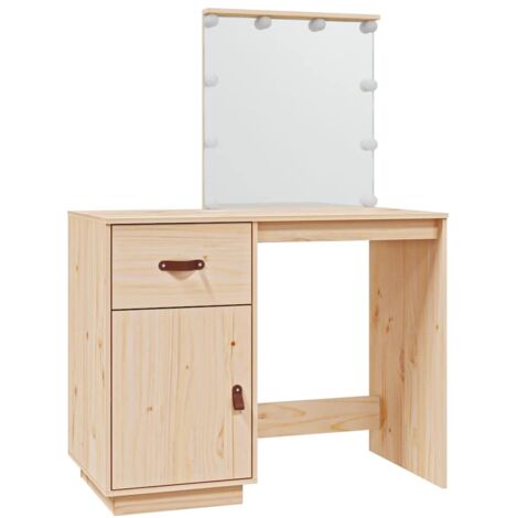 Coiffeuse avec LED 95x50x133,5 cm Bois de pin massif vidaXL (1/5)