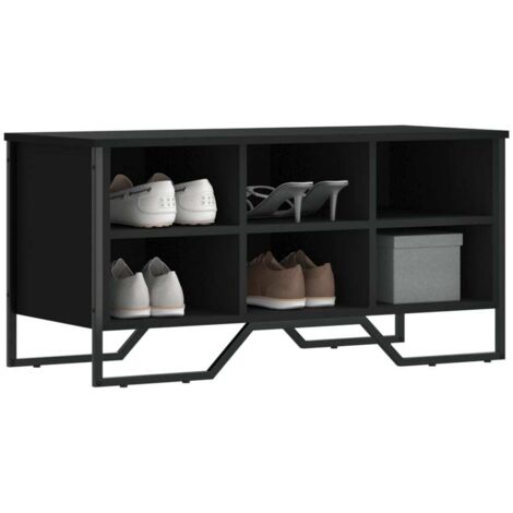 Armoire à chaussures noir 90x38x45,5 cm bois d'ingénierie vidaXL (1/5)