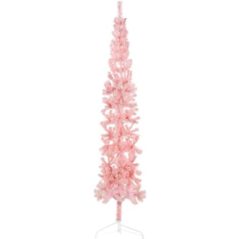 Demi sapin de Noël artificiel mince avec support Rose 210 cm vidaXL (1/5)