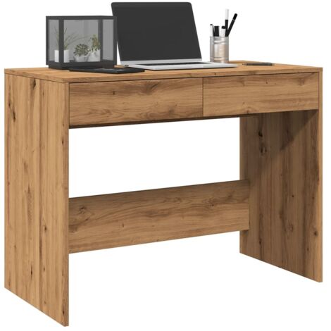 Vidaxl – Bureau droit en bois d'ingénierie chêne artisanal 101x50x76,5 cm – 2 tiroirs de rangement – Dessus spacieux pour écran et accessoires