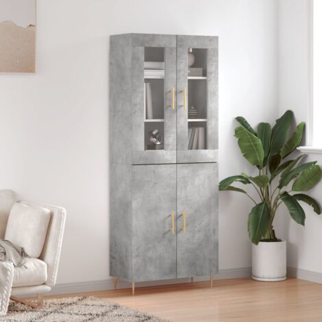 Buffet haut Gris béton 69,5x34x180 cm Bois d'ingénierie vidaXL