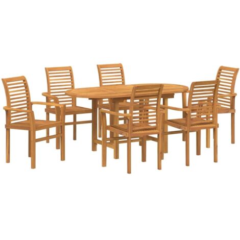 Ensemble de salle à manger pour jardin 7 pcs Marron Teck massif vidaXL (1/5)