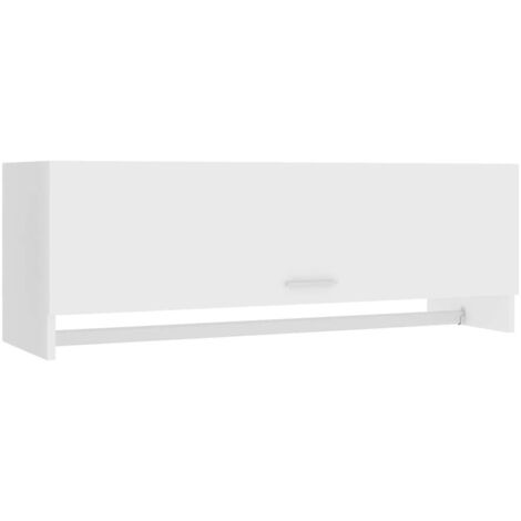 Vidaxl – Armoire blanche 100x32,5x35 cm en bois d'ingénierie – 2 compartiments avec barre à cintres – Rangement compact pour salle de bain ou buanderie