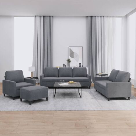 Ensemble de canapés 4 pcs avec coussins Gris foncé Velours vidaXL