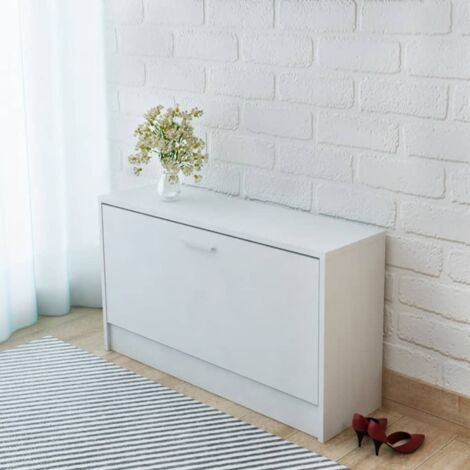 Vidaxl – Meuble à chaussures banc blanc 80 x 24 x 45 cm – Espace pour 5-6 paires – Montage facile – Design élégant pour entrée