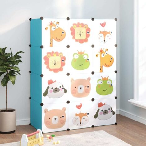 Armoire de rangement pour enfants avec 12 cubes Bleu PP vidaXL